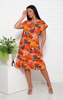 Платье трикотажное (00998, оранжевый)
