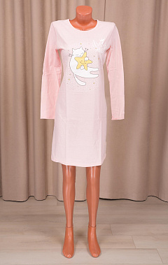 Сорочка с длинным рукавом, принт (0788, розовый)