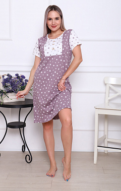 Сорочка с кружевом стрейч, кофе (897-2)